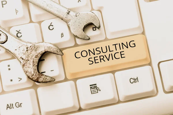 Inspiráció Mutató Jel Consulting Serviceexperts Amely Felkínálja Tudás Egy Harmadik — Stock Fotó