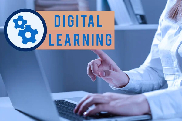 Handschriftliches Digitales Lernen Begleitet Von Technologie Oder Unterrichtspraxis Wort Für — Stockfoto