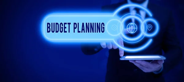 Tekenen Weergeven Budget Planningde Schriftelijke Beschrijving Lopende Toekomstige Uitgaven Zakenoverzicht — Stockfoto