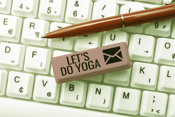 Текстові Підписи Let Yoga Conceptual Photo Right Moment Working Meditation — стокове фото