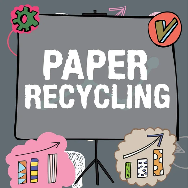 Εννοιολογική Λεζάντα Ανακύκλωση Χαρτιού Χρησιμοποιώντας Χαρτιά Αποβλήτων Ένα Νέο Τρόπο — Φωτογραφία Αρχείου