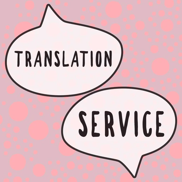 Señal Escritura Mano Servicio Traducción Escaparate Negocios Idioma Destino Equivalente — Foto de Stock