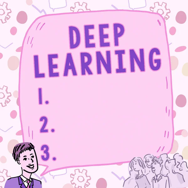 テキストを表示する記述 Deep Learning Businessアイデア階層的抽象化人工知能アルゴリズム — ストック写真