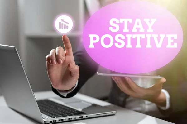 Koncepciós Felirat Maradj Pozitív Koncepció Jelentése Vegyél Részt Felemelő Gondolatok — Stock Fotó