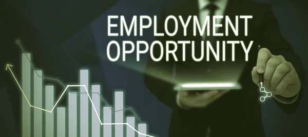 Signo Texto Mostrando Oportunidade Emprego Ideia Negócio Não Discriminação Contra — Fotografia de Stock