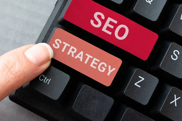 显示启发Seo Strategy Business Concept Techniques Tactics Increase Visitors Website的文字 — 图库照片