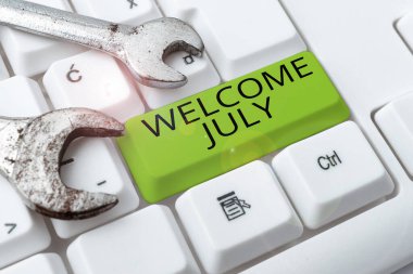 Metin yazma Hoşgeldiniz Temmuz, İş Vitrini Takvimi Yedinci Ay 31. gün Üçüncü Çeyrek Yeni Sezon