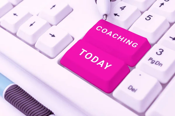Text Sign Showing Coaching Business Overview Person Supports Client Achieving — Stock Photo, Image