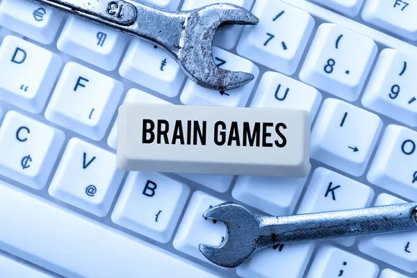 Текст Показывающий Вдохновение Brain Games Word Psychological Tactic Manipulate Intimidate — стоковое фото
