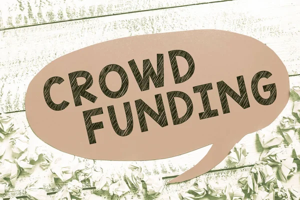 Pie Foto Conceptual Crowd Funding Enfoque Empresarial Recaudación Fondos Kickstarter —  Fotos de Stock