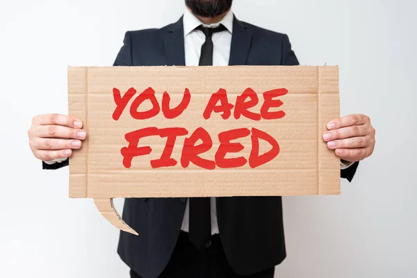 Bildunterschrift You Firedgetting Out Job Jobless End Career Internet Concept — Stockfoto