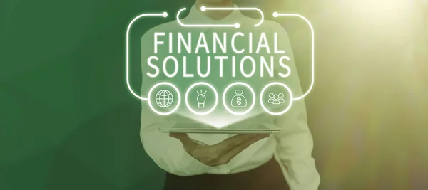 Inspiration Zeigt Zeichen Finanzlösungen Unternehmensübersicht Geld Bei Versicherungen Und Schutzbedürfnissen — Stockfoto