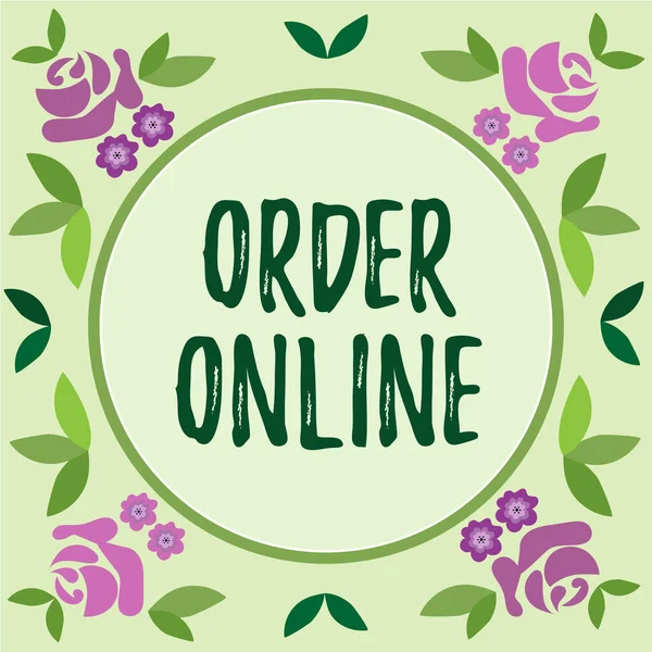 온라인 Order Online 인터넷 판매자들로부터 서비스를 구매하는 — 스톡 사진