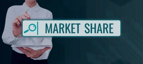 Text Sign Showing Market Share Concept Meaning Portion Market Controlled — Stock Photo, Image