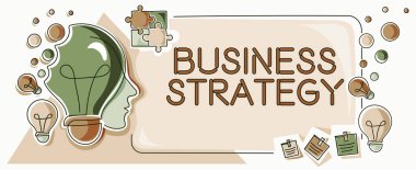 İstenen hedefe veya hedefe ulaşmak için İş Stratejisi Yönetimi oyun planını sunan metin başlığı