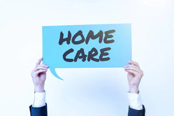 Inspiration Die Zeichen Zeigt Home Care Wort Für Wort Zeigen — Stockfoto