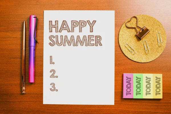 Psaní Zobrazující Text Šťastné Léto Koncept Znamená Pláže Sluneční Svit — Stock fotografie