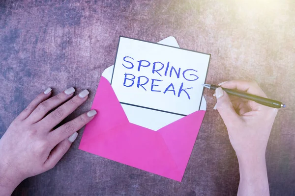 Handwriting Text Spring Break Word Vacation Period School Universities Spring — Stock Photo, Image