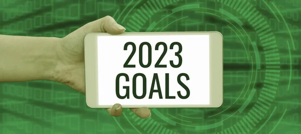 Εγγραφείτε Για Την Εμφάνιση 2023 Στόχοι Εννοιολογική Φωτογραφία Ένα Σχέδιο — Φωτογραφία Αρχείου