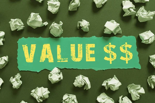 Σήμα Κειμένου Που Δείχνει Την Αξία Dolar Επιχειρηματική Έννοια Αξία — Φωτογραφία Αρχείου
