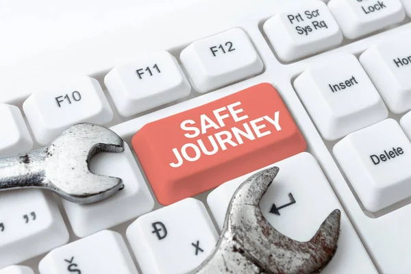 Handschrifttekst Safe Journey Business Approach Blessing Bid Vaarwel Rij Voorzichtig — Stockfoto