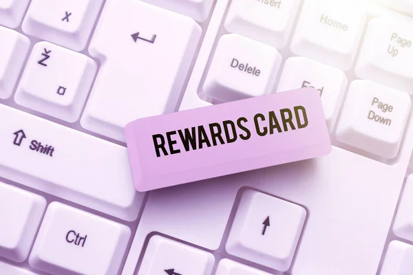 Schreiben Von Text Rewards Card Internet Concept Hilfe Sammeln Cash — Stockfoto