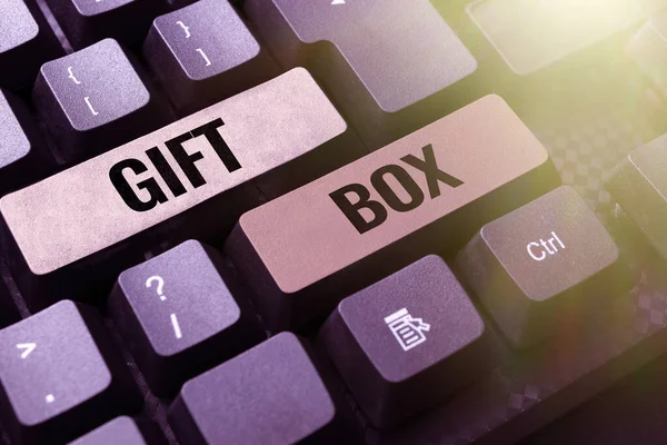 Tekst Bijschrift Presenteren Gift Box Concept Betekent Een Kleine Cointainer — Stockfoto