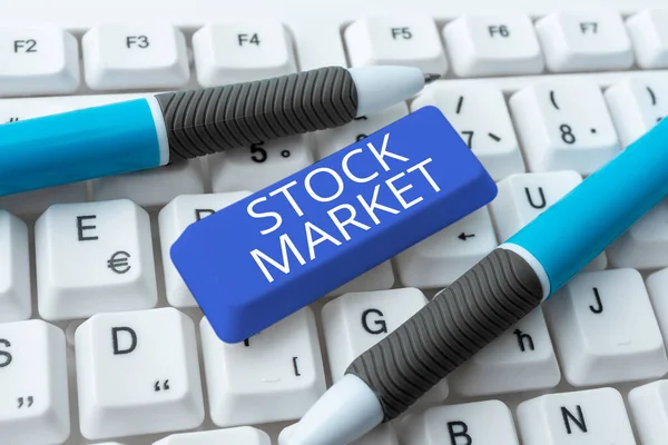 Handschrift Stock Market Conceptuele Foto Bijzondere Markt Waar Aandelen Obligaties — Stockfoto