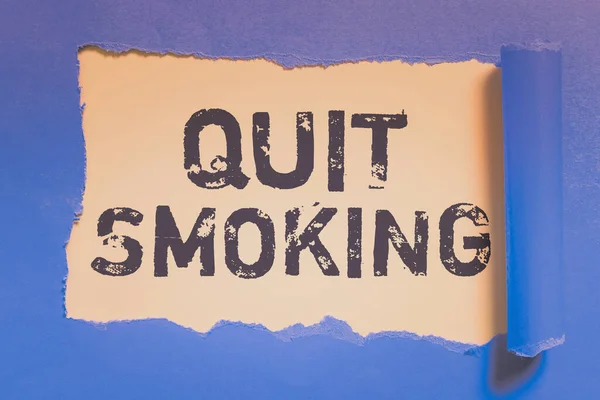 Testo Che Mostra Ispirazione Smettere Fumare Parola Scritta Interrompere Fermare — Foto Stock