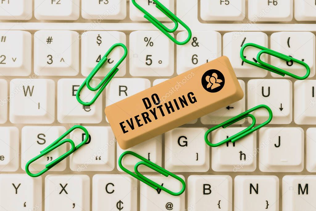 Señal mostrando Hacer Todo, Concepto que significa Jack de Todos los