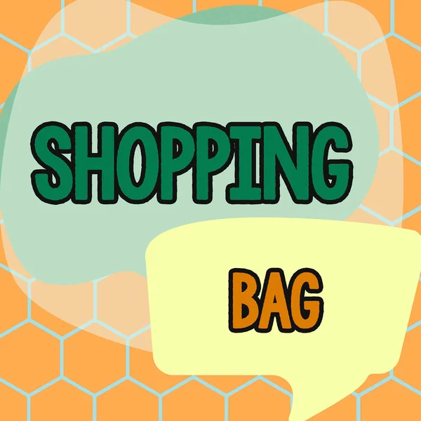 Didascalia Concettuale Shopping Bag Business Idea Recipienti Trasporto Oggetti Personali — Foto Stock