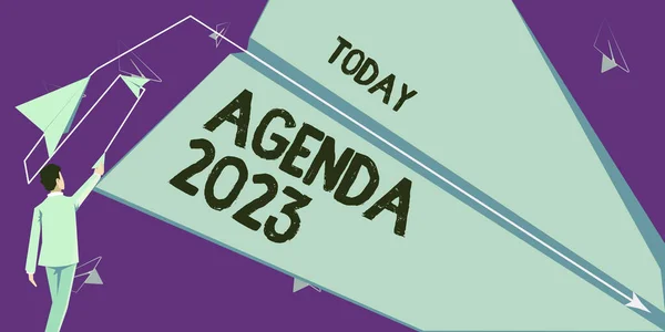 Legenda Texto Que Apresenta Agenda 2023 Lista Actividades Conceito Empresa — Fotografia de Stock