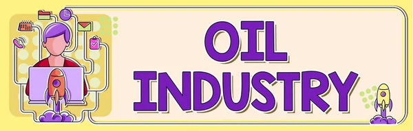 Handschrift Oil Industry Concept Betekent Exploratie Extractie Raffinage Marketing Aardolieproducten — Stockfoto