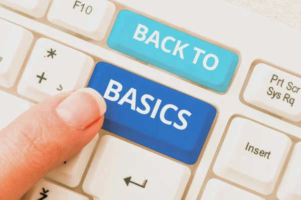 テキストキャプションプレゼンテーションBack Basics Internet Conceptシンプルなものを返す基本的な基本的な基本 — ストック写真