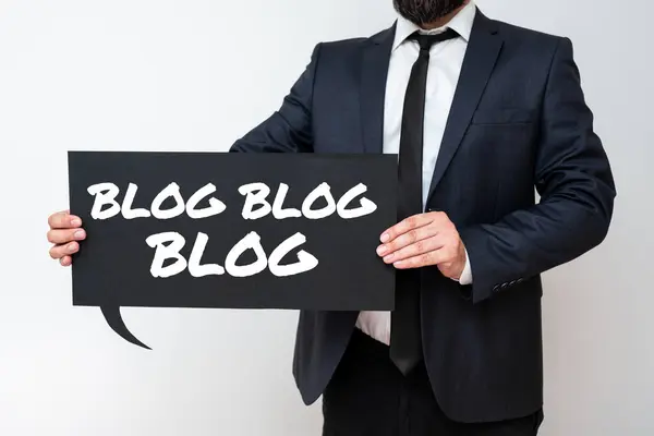 Pisanie Wyświetlania Tekstu Blog Blog Blog Przegląd Biznesu Internet Blogging — Zdjęcie stockowe
