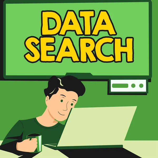 显示数据搜索 业务思想 收集和报告包含指定术语的信息的签名 — 图库照片