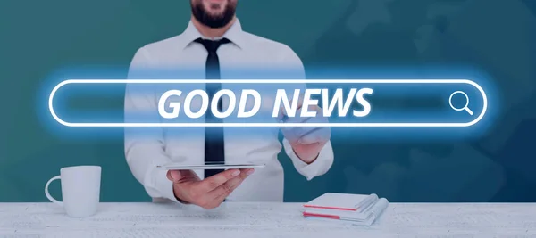 Inspiration Showing Sign Good News Word Written Someone Something Positive — Stock Photo, Image