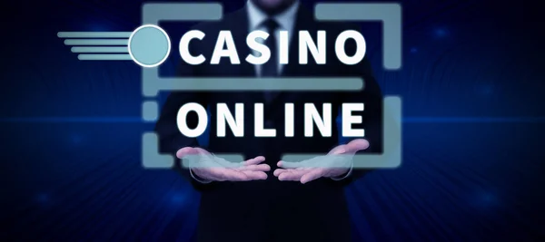 Pisanie Wyświetlania Tekstu Kasyno Online Przegląd Biznesu Gra Pokera Komputerowego — Zdjęcie stockowe