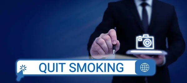 Fogalmi Megjelenítés Dohányzás Abbahagyása Üzleti Ötlet Dohányfüggőség Abbahagyása Vagy Megszüntetése — Stock Fotó