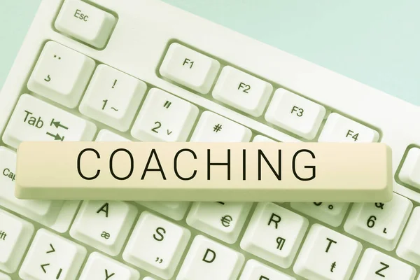 Conceptual Caption Coaching Business Approach Person Supports Client Achieving Specific — Stock Photo, Image