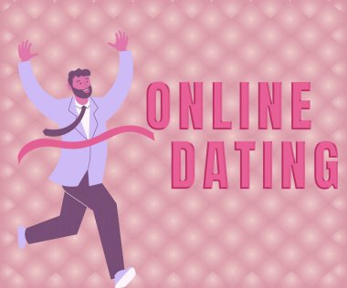 El yazısı metin Çevrimiçi Tarih, İnternet Konsepti Eşleşen İlişkiler e-Randevu Video Sohbeti