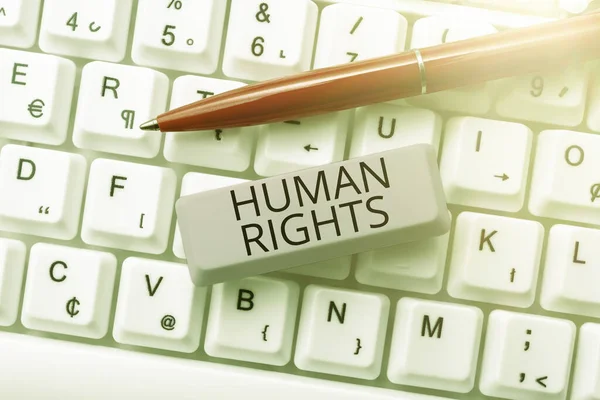 Inspiración Mostrando Signo Derechos Humanos Palabra Para Principios Morales Normas — Foto de Stock