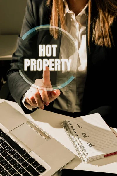 Handwriting Text Hot Property Conceptual Photo Something Heavily Demanded — 스톡 사진