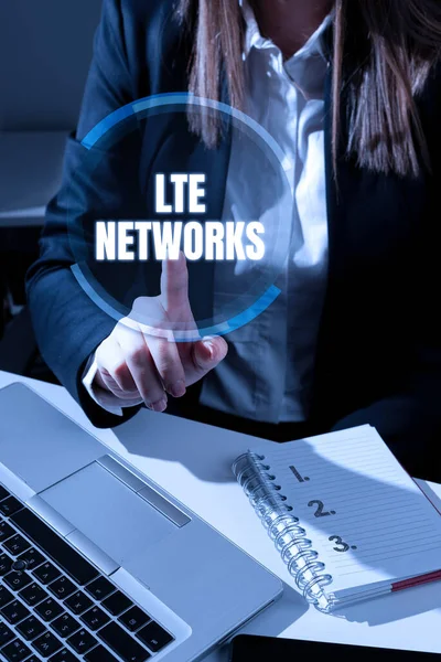 Lte Ağlarını Gösteren Metin Işareti Kablosuz Iletişim Için Hızlı Bağlantısı — Stok fotoğraf