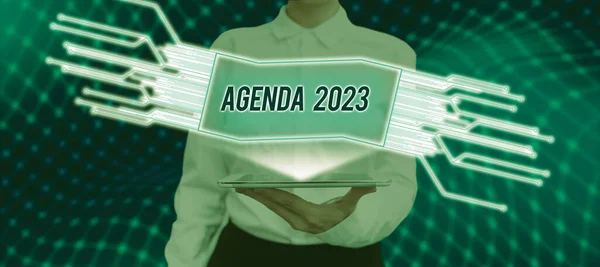 Indicación Conceptual Agenda 2023 Visión General Las Actividades Orden Realización —  Fotos de Stock