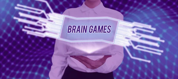 Bildunterschrift Brain Games Geschäftskonzept Psychologische Taktik Zur Manipulation Oder Einschüchterung — Stockfoto