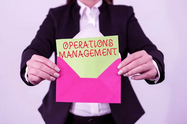 Hand Writing Sign Operations Management Word Ensure Inputs Output Production — Stock Photo, Image