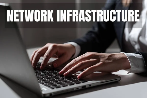 Konzeptionelle Bildunterschrift Netzwerkinfrastruktur Geschäftsidee Hardware Und Softwareressourcen — Stockfoto