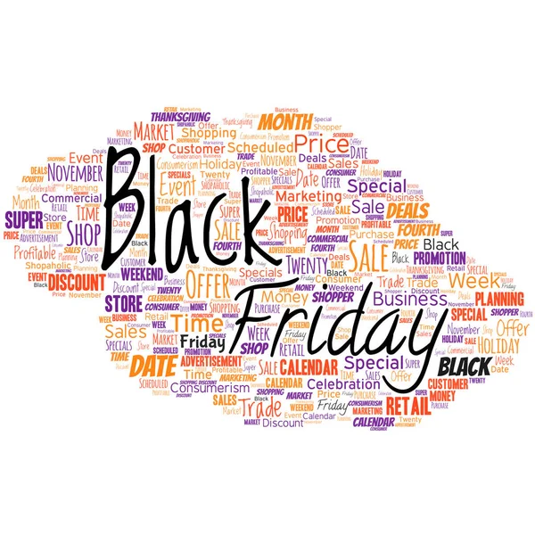 Big Wordcloud Words Black Friday — Stock Vector