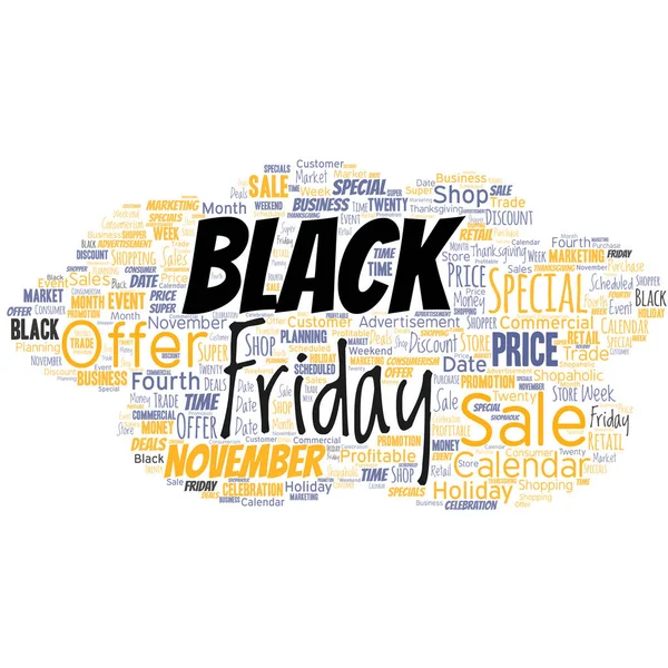 Big Wordcloud Words Black Friday — Stock Vector